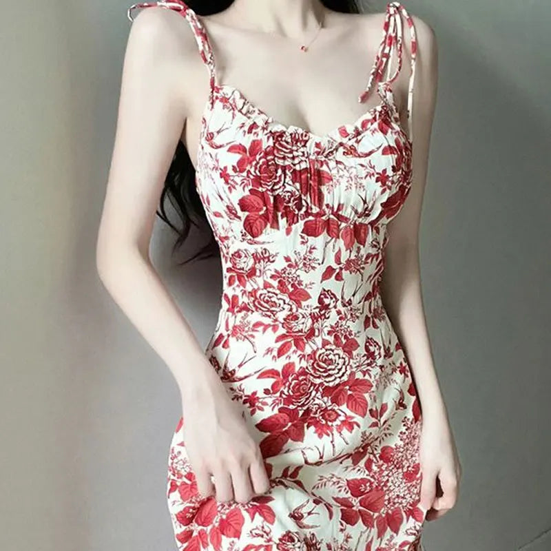 Bloemen Jurk Franse Stijl Zomerjurk Lange Mouw