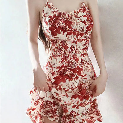 Bloemen Jurk Franse Stijl Zomerjurk Lange Mouw
