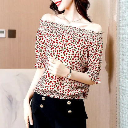 Vrouwelijke Blouse Polka Dot Print Franse Stijl