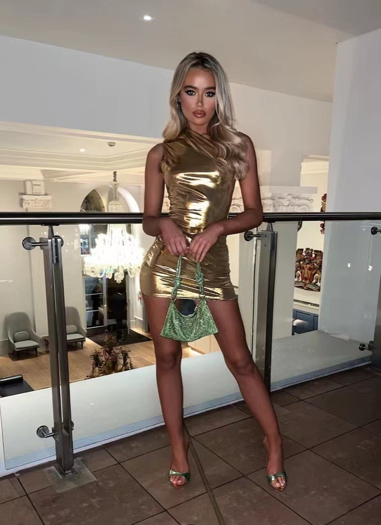 Metalen Minirok Glamour Kort Jurkje металли - StudioMarella