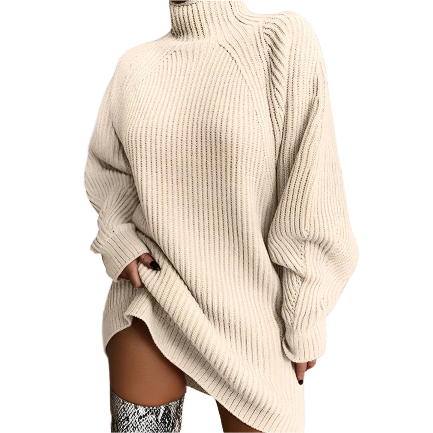 Dames Oversized Trui Jurk Gebreid Comfortabel