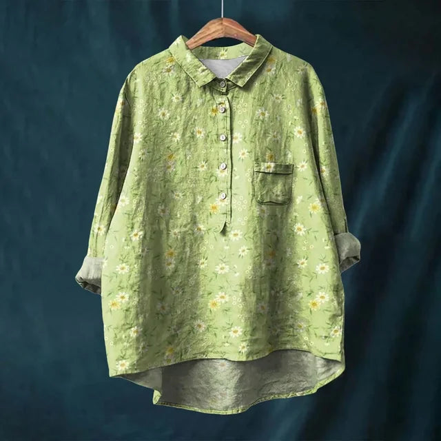 Vrouwen Blouse Zomerjurk Bloemenprint van Katoen - StudioMarella