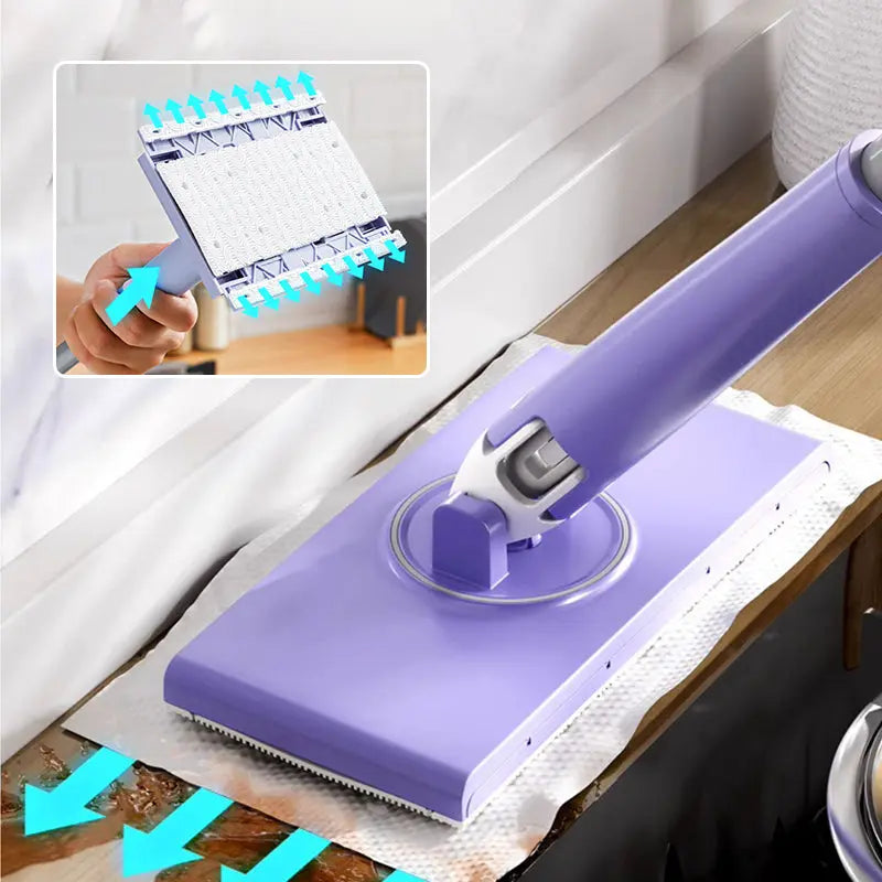 Dweil Vochtige Doekjes 71cm Kunststof Metaal Lila Vloer Keuken Snel Reinigen Zonder Emmer Vloerreiniger Handsfree Schoonmaak