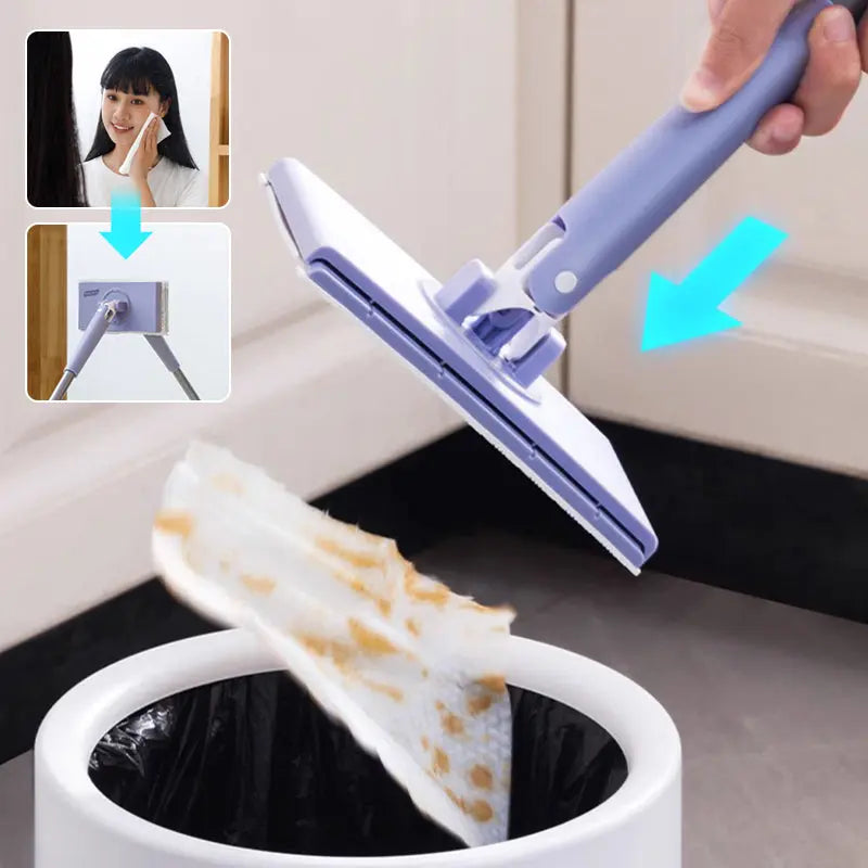 Dweil Vochtige Doekjes 71cm Kunststof Metaal Lila Vloer Keuken Snel Reinigen Zonder Emmer Vloerreiniger Handsfree Schoonmaak