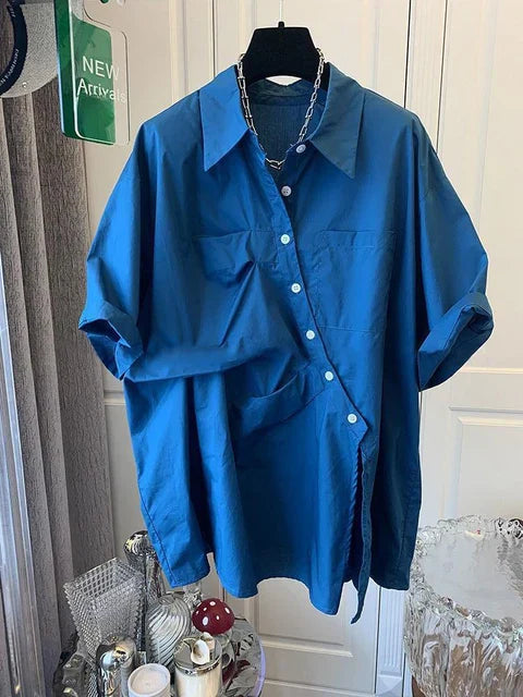 Korte Mouw Shirt voor Vrouwen Franse Stijl Geplooid