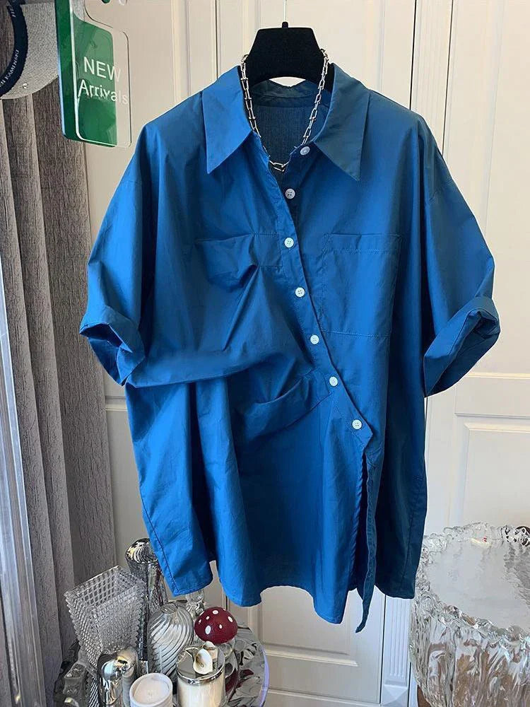 Korte Mouw Shirt voor Vrouwen Franse Stijl Geplooid