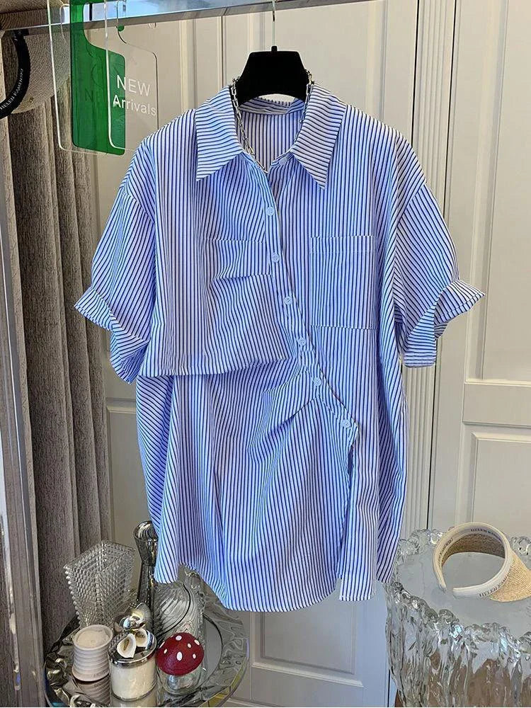 Korte Mouw Shirt voor Vrouwen Franse Stijl Geplooid