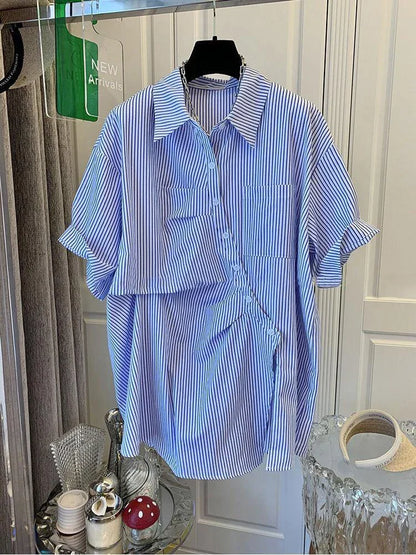 Korte Mouw Shirt voor Vrouwen Franse Stijl Geplooid