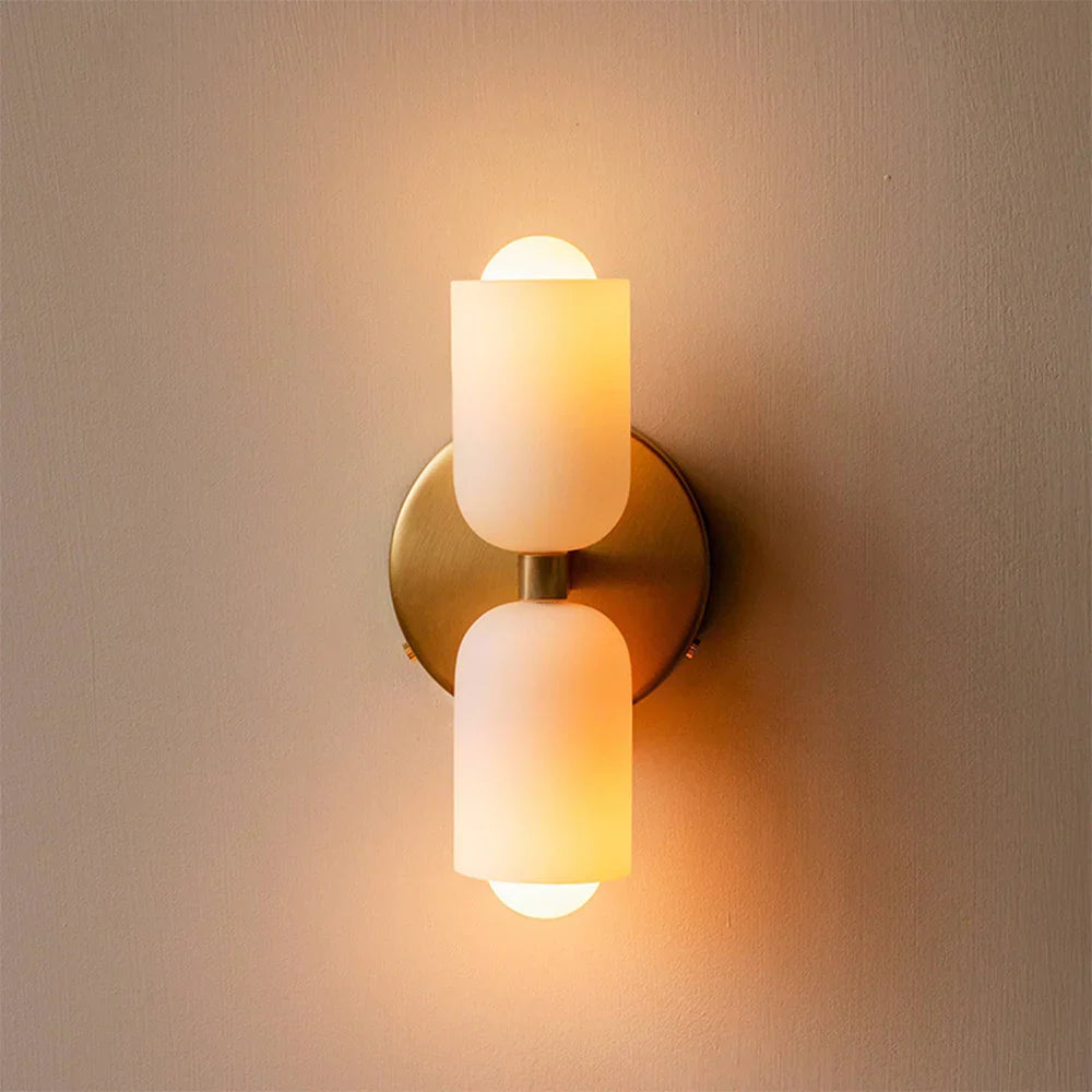 Wandlamp Dubbel Retro Frans Glas E14 Goud Slaapkamer Gang Badkamer Woonkamer Vintage