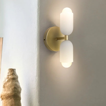 Wandlamp Dubbel Retro Frans Glas E14 Goud Slaapkamer Gang Badkamer Woonkamer Vintage