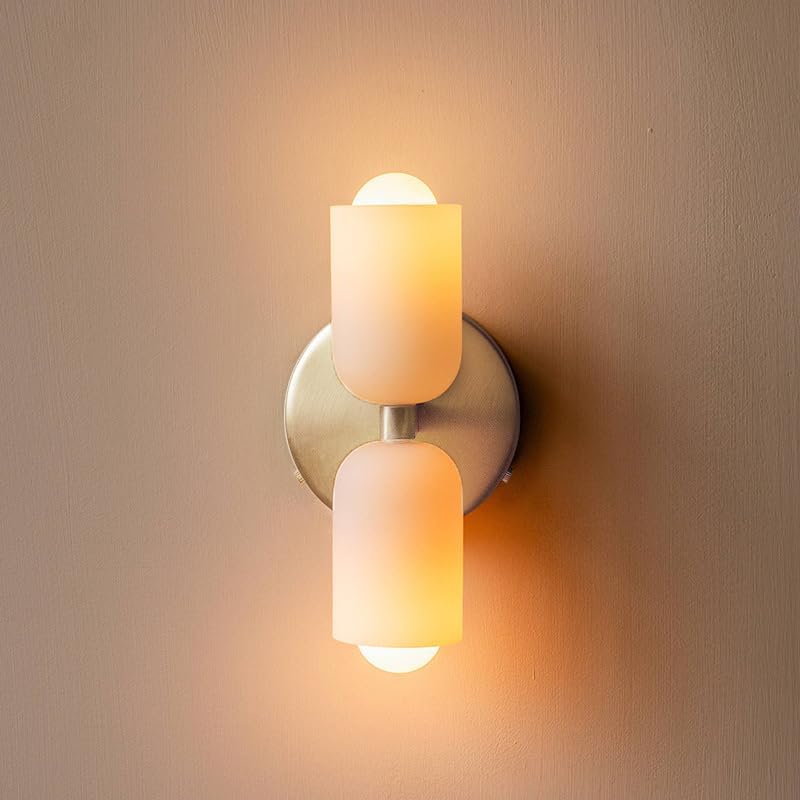 Wandlamp Dubbel Retro Frans Glas E14 Goud Slaapkamer Gang Badkamer Woonkamer Vintage