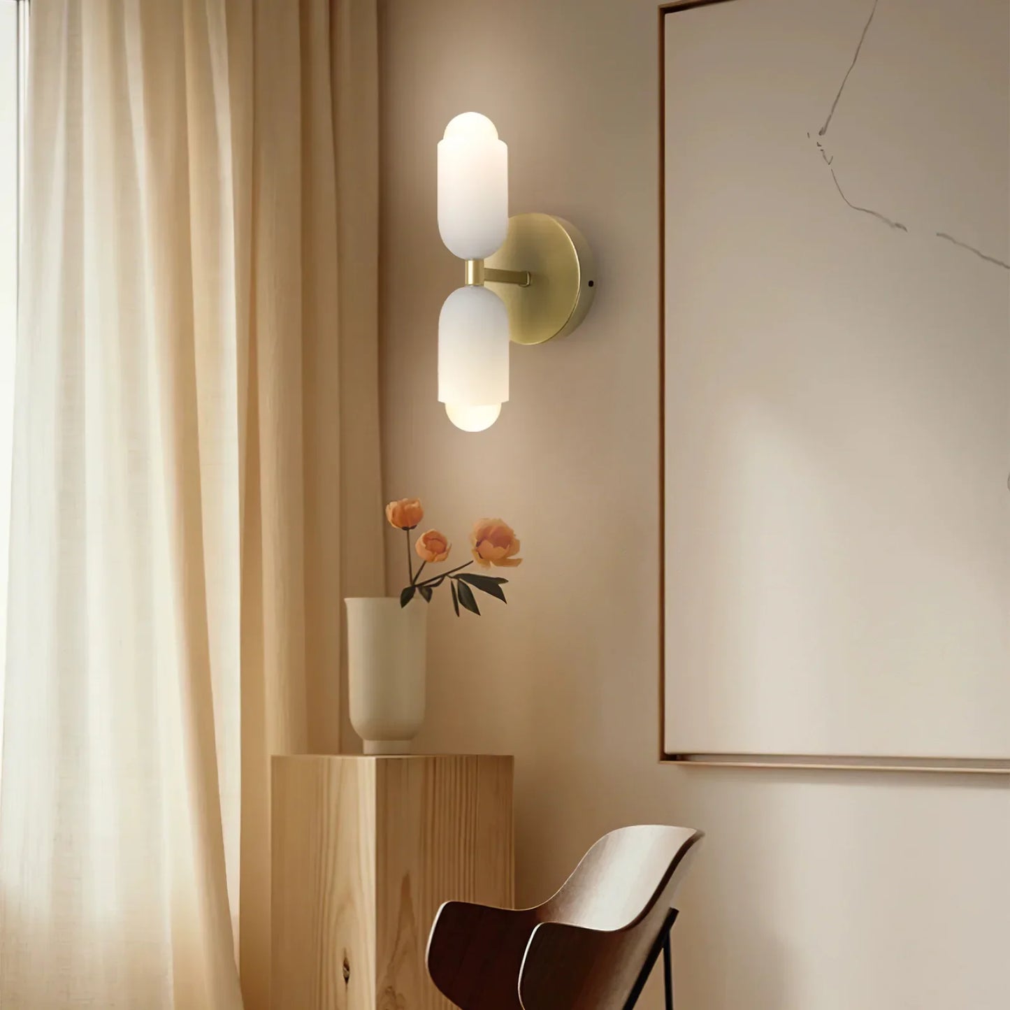 Wandlamp Dubbel Retro Frans Glas E14 Goud Slaapkamer Gang Badkamer Woonkamer Vintage