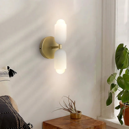 Wandlamp Dubbel Retro Frans Glas E14 Goud Slaapkamer Gang Badkamer Woonkamer Vintage