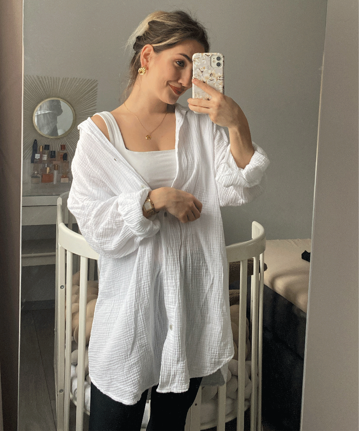 Vrouwelijke Zomerblouse Zachte Katoen Mousseline