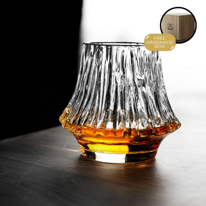 Japans Whiskeyglas met Fujiberg Relief 220ml Hittebestendig Glas Handgemaakt | Exclusief Whisky Tumbler Glas Premium Drinkglas