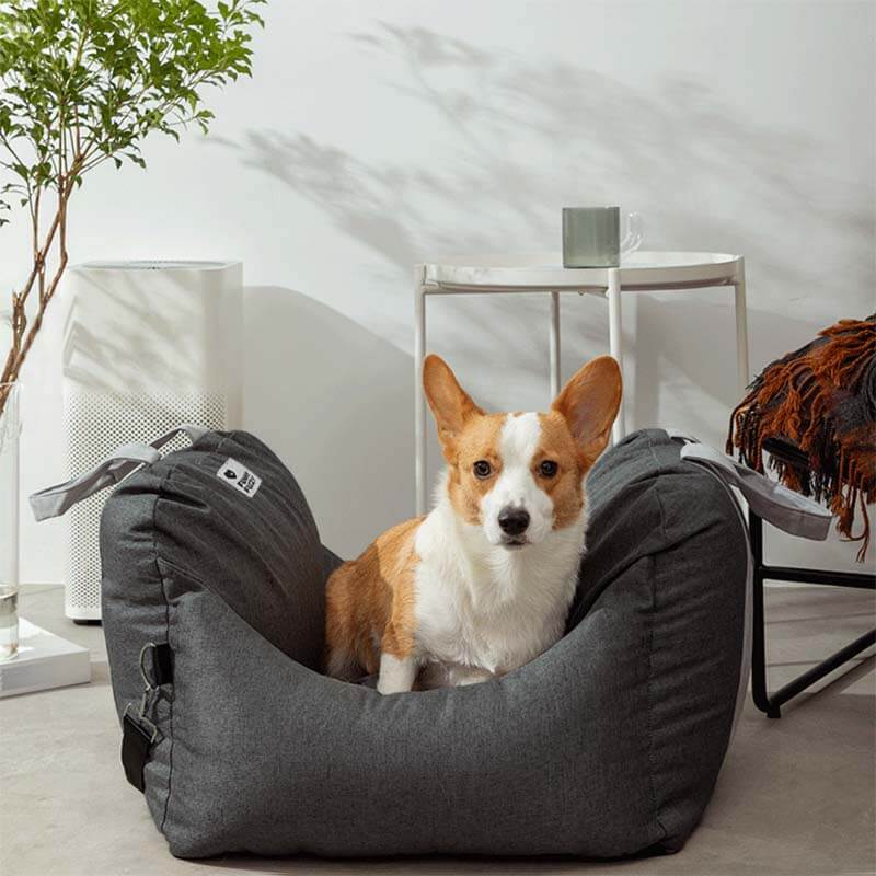 Autostoel Hondenmand First Class - Comfortabel Reiskussen voor Hond of Kat - Verstelbaar Wasbaar Autoreizen