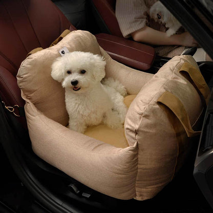 Autostoel Hondenmand First Class - Comfortabel Reiskussen voor Hond of Kat - Verstelbaar Wasbaar Autoreizen