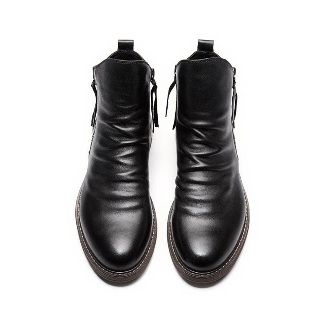Leren Chelsea Boots Mannen Elegant Design Zwart