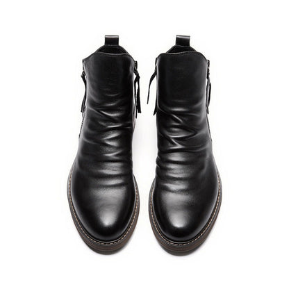 Leren Chelsea Boots Mannen Elegant Design Zwart