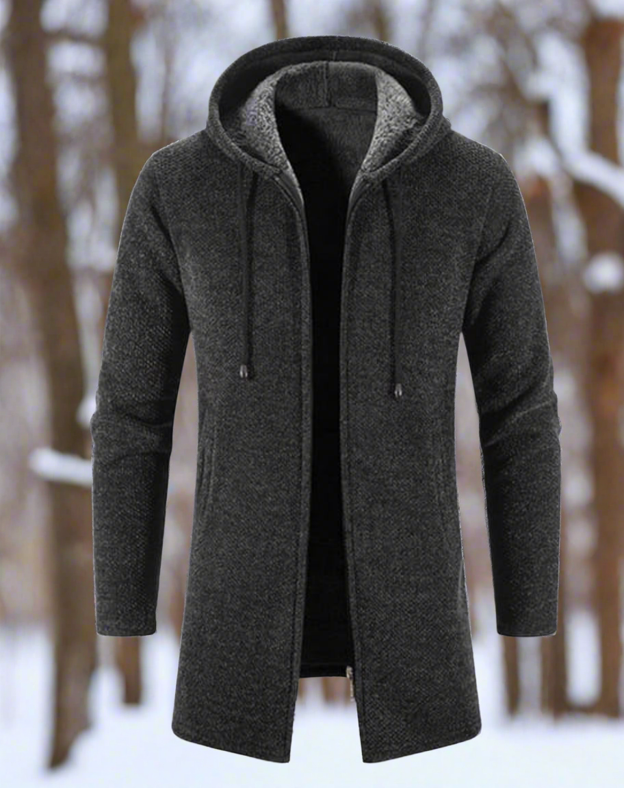 Heren Hoodie Zwart Lange Mouw Stijlvolle Jas - StudioMarella