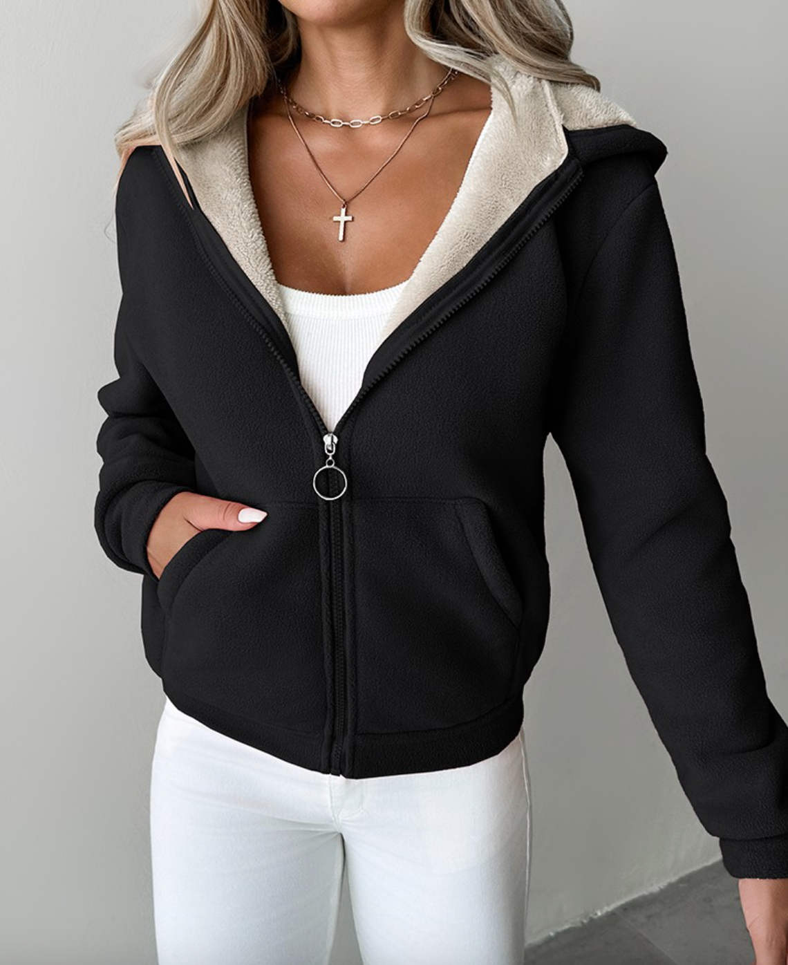 Zachte Fleece Hoodie met Capuchon Warm en Comfortabel