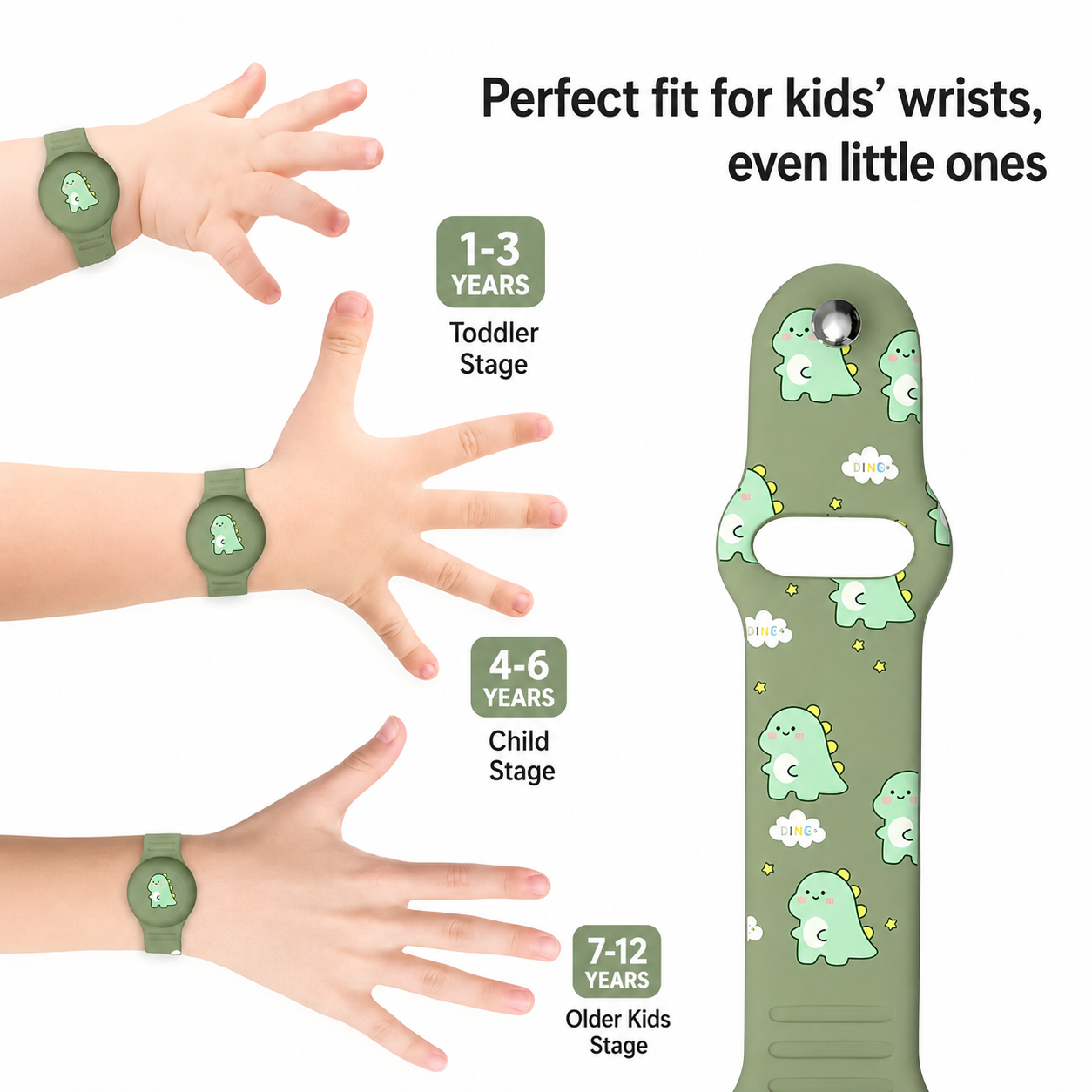 AirTag Armband Kinderen | Locatie van je Kind Volgen via Zoek Mijn | Verstelbaar Siliconen Polsbandje | Voor School, Speeltuin & Vakantie