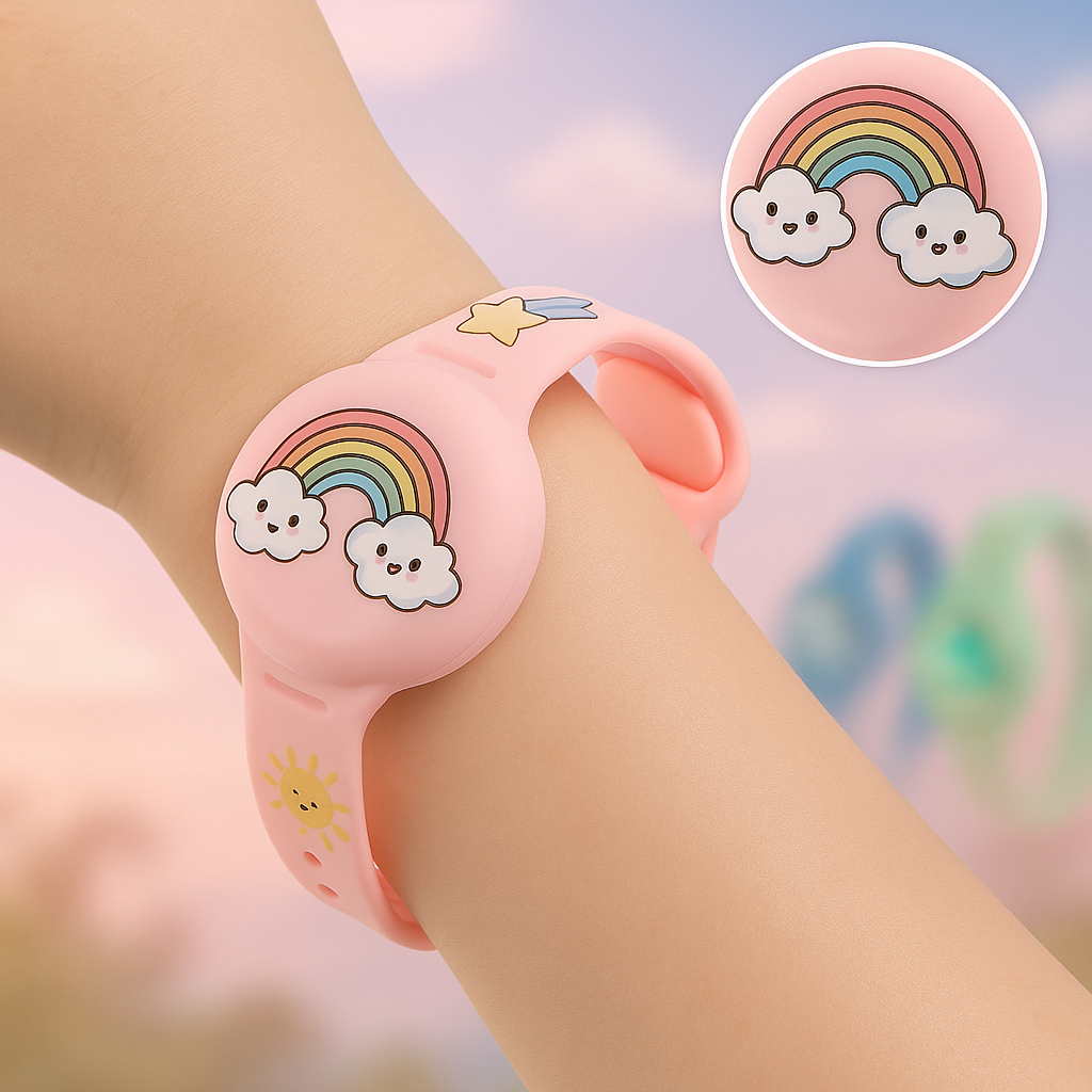 AirTag Armband Kinderen | Locatie van je Kind Volgen via Zoek Mijn | Verstelbaar Siliconen Polsbandje | Voor School, Speeltuin & Vakantie
