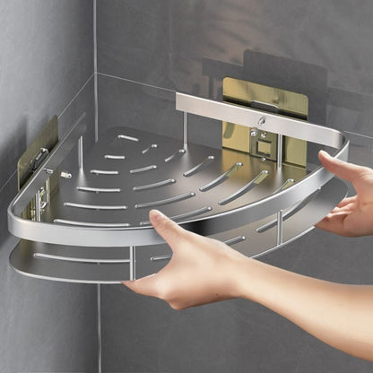 Aluminium Hoekplank voor Douche en Badkamer zonder Boren met Sterke Kleefpad Zwart Zilver