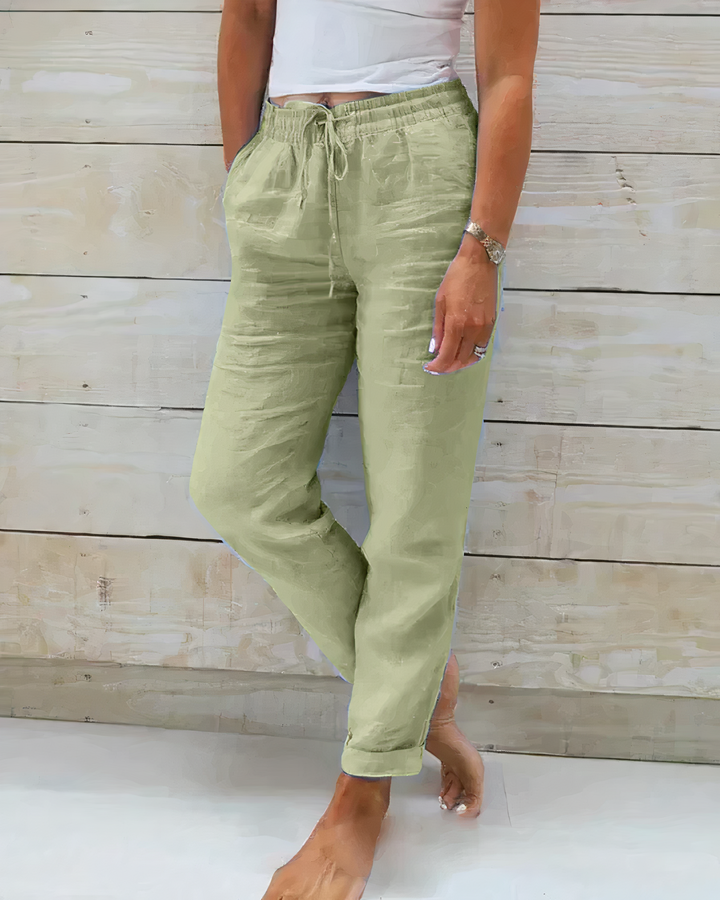 Linnen Broek Dames Hoge Taille Comfortabel Zomer - StudioMarella