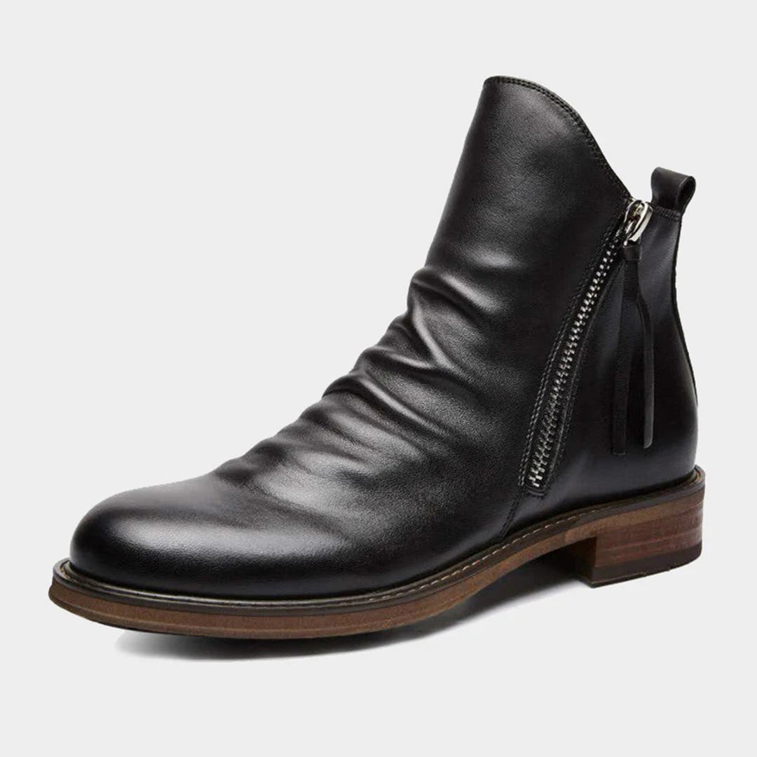 Leren Chelsea Boots Mannen Elegant Design Zwart