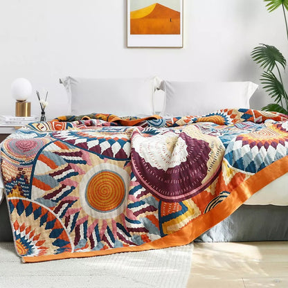 Katoenen Plaid Sunburst – Zacht & Luchtig Vierseizoenen Deken 150x200
