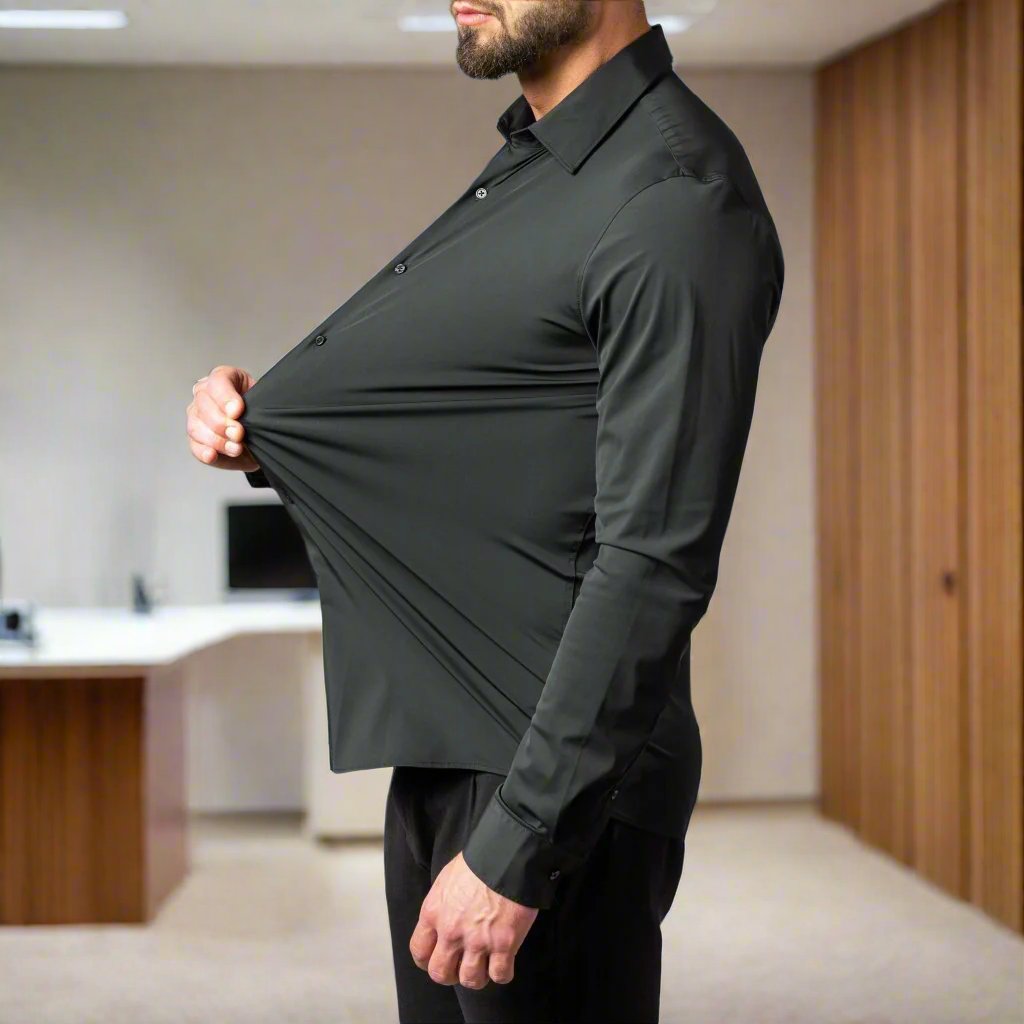 Mannen Overhemd Slim Fit Stretch Stof Hoge Kwaliteit