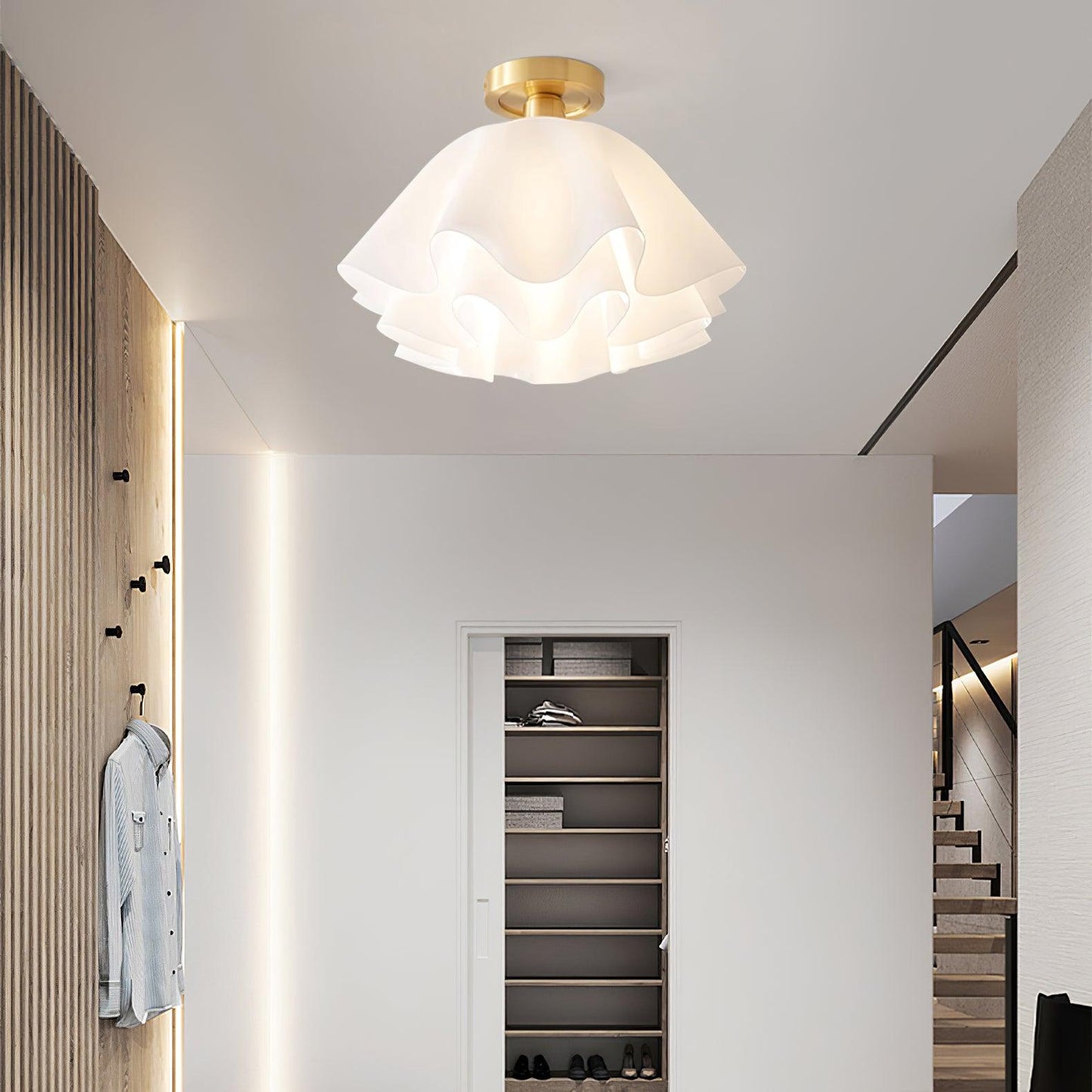 Plafondlamp Modern Gevouwen Design Acryl Koper E27 LED Woonkamer