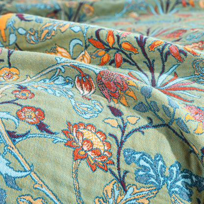 Katoenen Wenddeken met Bloemenweving en Kwasten – Zachte Jacquardplaid voor Bed en Bank