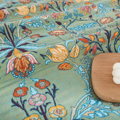 Katoenen Wenddeken met Bloemenweving en Kwasten – Zachte Jacquardplaid voor Bed en Bank