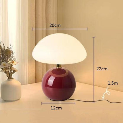 Franse paddenstoel tafellamp van keramiek met verstelbaar warm licht in Bauhaus stijl