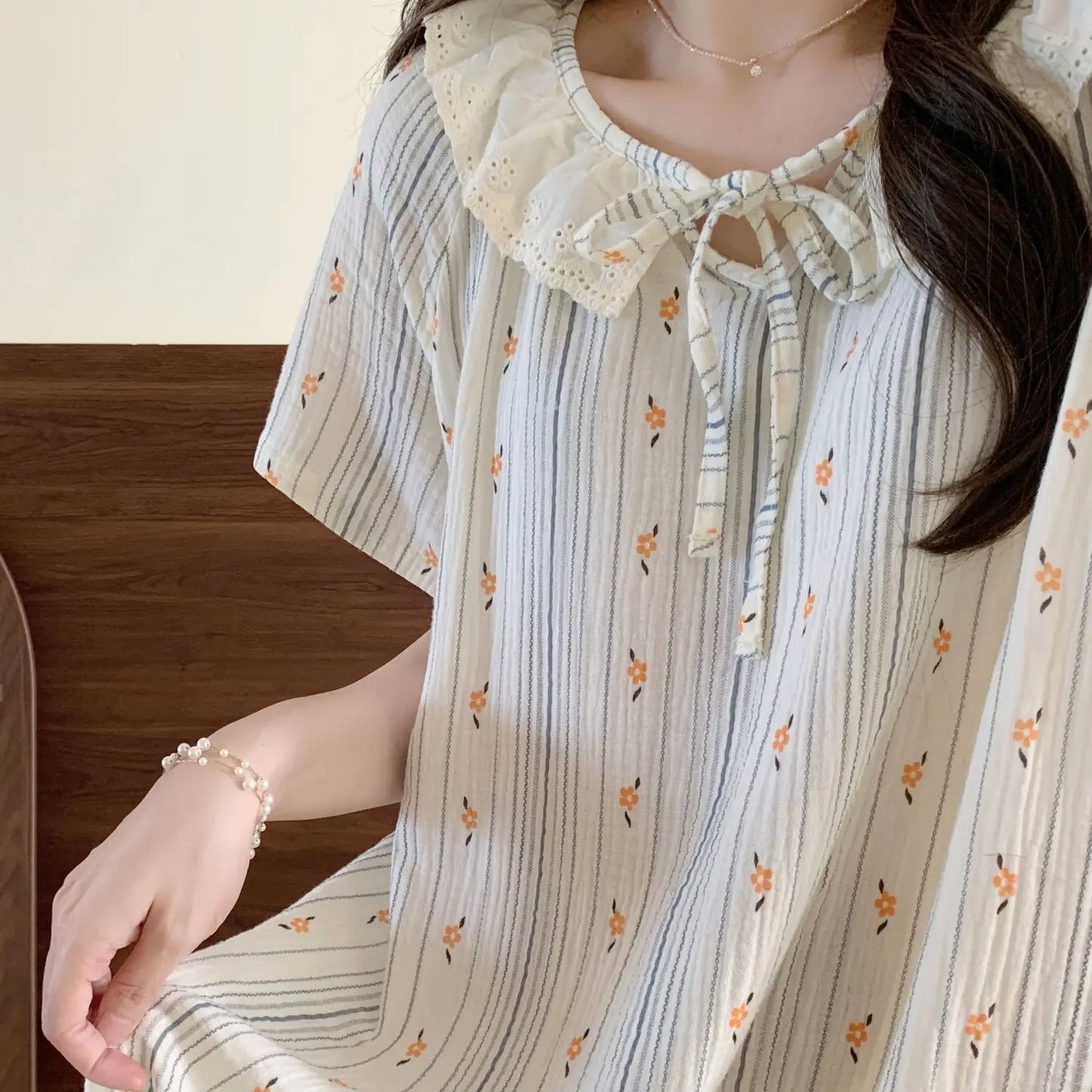 Bloemen Slaapkleding Set voor Vrouw Comfortabel Gestreept