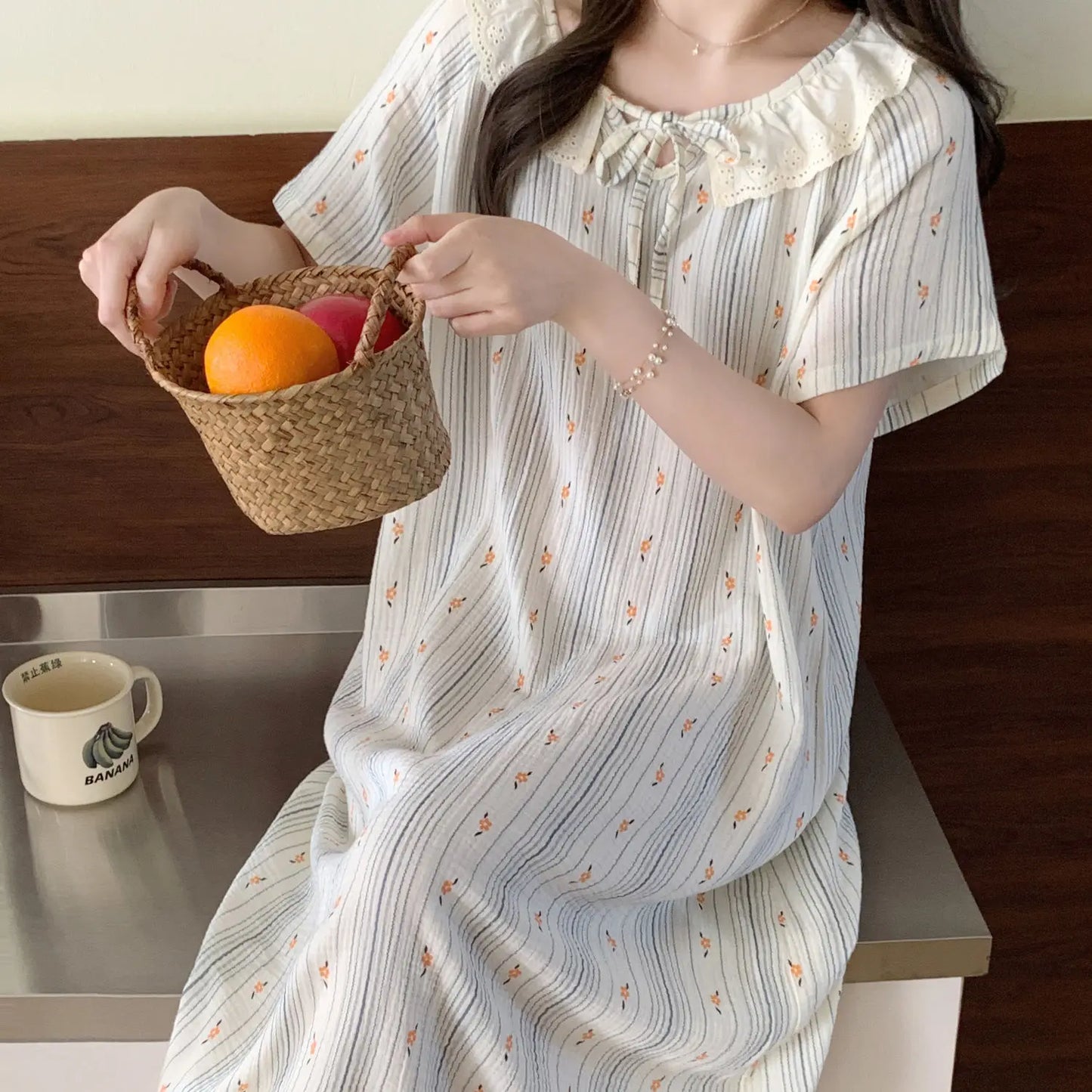 Bloemen Slaapkleding Set voor Vrouw Comfortabel Gestreept