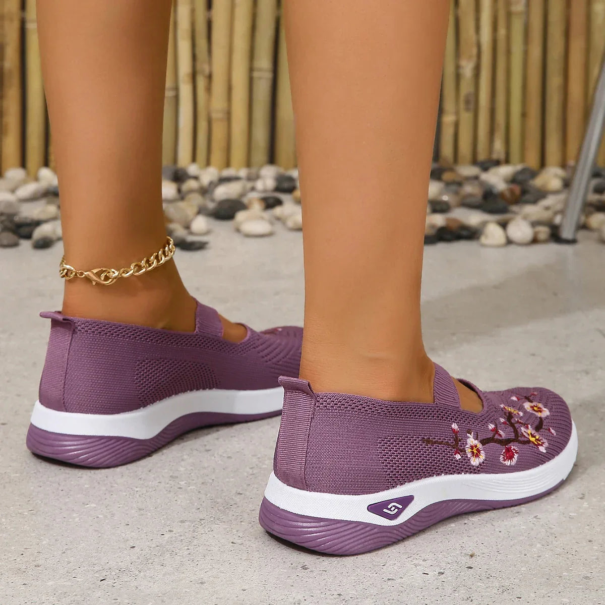 Bloemen Flats Geborduurde Comfortabele Dameschoenen
