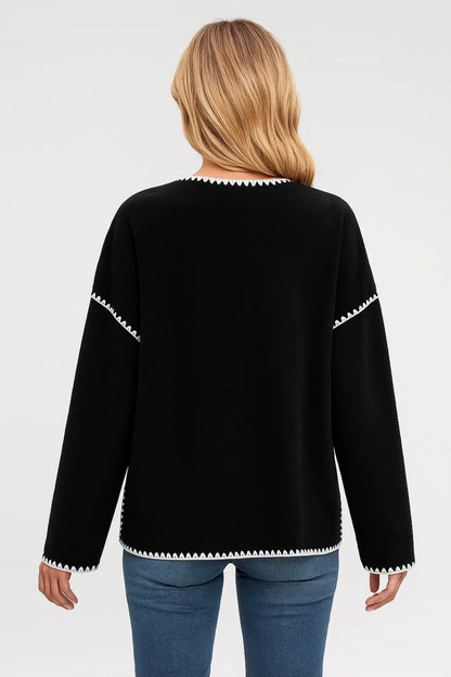 Dames Jas met Contrasterende Biezen Chique Snit