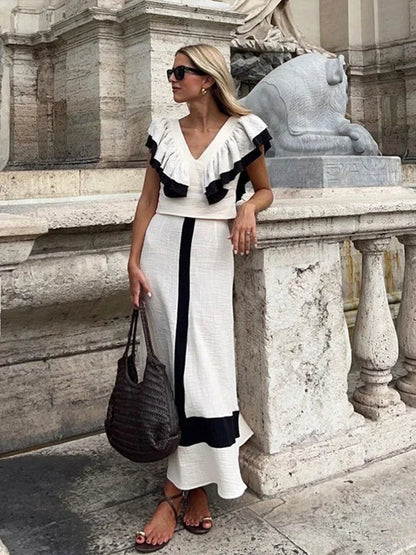 Vrouwen Rok Sets Zomerse Patchwork Stijl