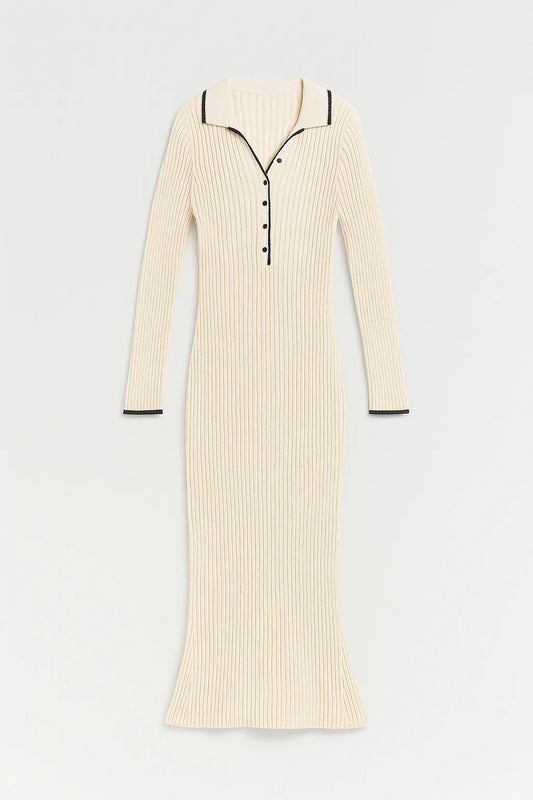 Elegante Maxi Jurk met Lange Mouwen en V-hals voor Dames - StudioMarella