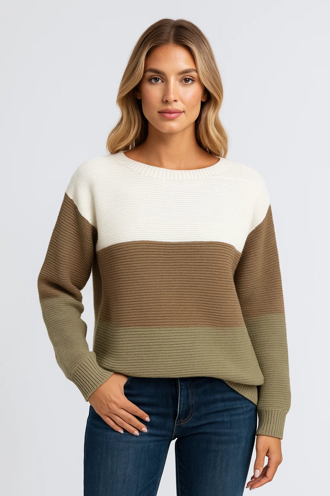 Gebreide Trui Ronde Hals Comfortabel Casual Kleurrijk