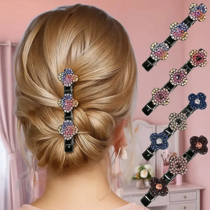 Gevlochten Haarspeld met Kristallen – Elegante Glans voor Elke Haarlook