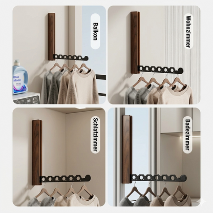 Inklapbare Houten Wandkapstok Ruimtebesparend Design 31,5×27 cm Zwart Wit Flur Slaapkamer Gästezimmer