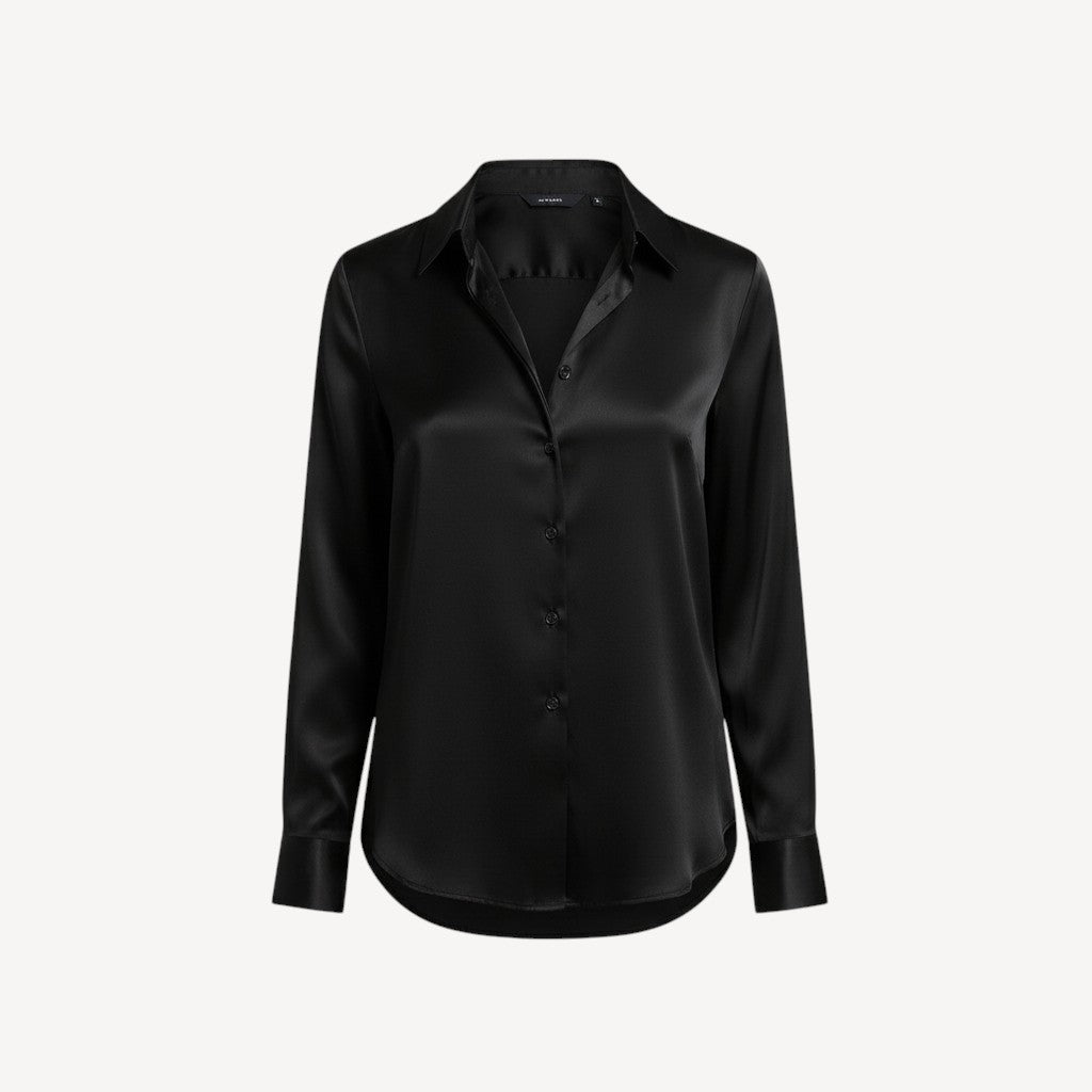 Dames Blouse Lange Mouwen Satijn Knoopsluiting - StudioMarella