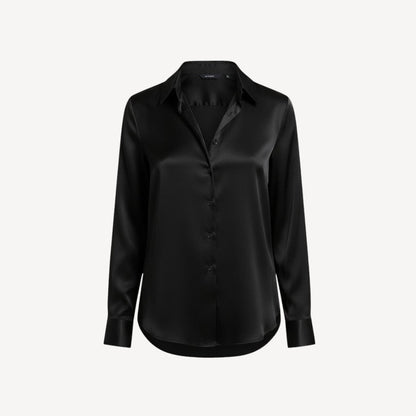 Dames Blouse Lange Mouwen Satijn Knoopsluiting - StudioMarella