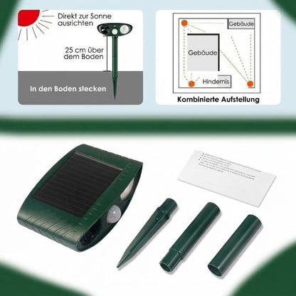 Dierenverschrikker op Zonne-Energie – PIR Bewegingssensor 110°, Bereik 9m, IP44 Weerbestendig voor Tuin en Erf