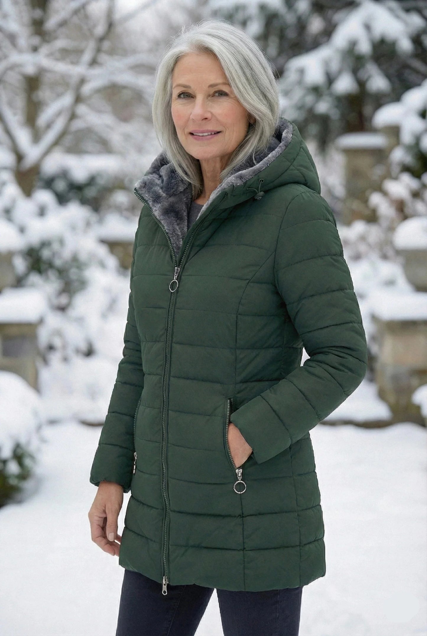 Dames Gewatteerde Winterjas Comfortabele Pasvorm