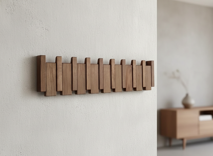 Wandkapstok Hout Piano Vormgeving 4-8 Haken Scandinavisch Design Hal Slaapkamer Garderobe Wand Opslag
